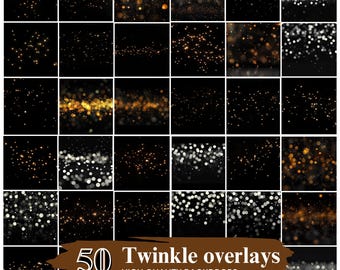 50 Twinkle Digital Overlays, Twinkle Light Overlays Backdrop, Gold Lights Overlay, Sparkle Overlays, Glitter Overlays, Photo PNGs
