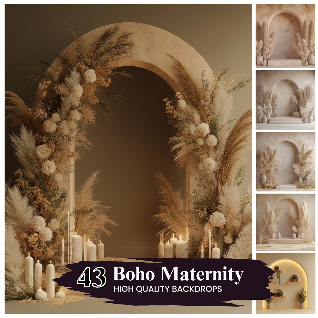 Boho Maternity Digital Backdrop, Room Minimal Arch Backdrop, Fine Art ...