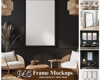 945 Realistic Frame Mockups, Interior Wall Art Display (Digital Download)