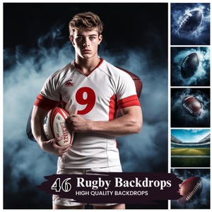 Rugby Sport Digital Backdrops, Sport Backdrops, Sports Poster Canva Template, Rugby Digital Backgrounds Overlays, Digital Download