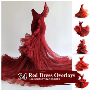 30+ Red Dress Overlays, Maternity Digital Backdrop Overlays, Wedding Overlays, Studio Photoshop Overlays, Fine Art Texture, Digital Download