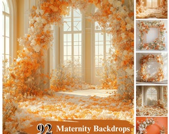 Más de 50 fondos digitales de maternidad, fondos florales naranjas, fondo otoñal, superposición de Halloween, texturas artísticas, descarga digital