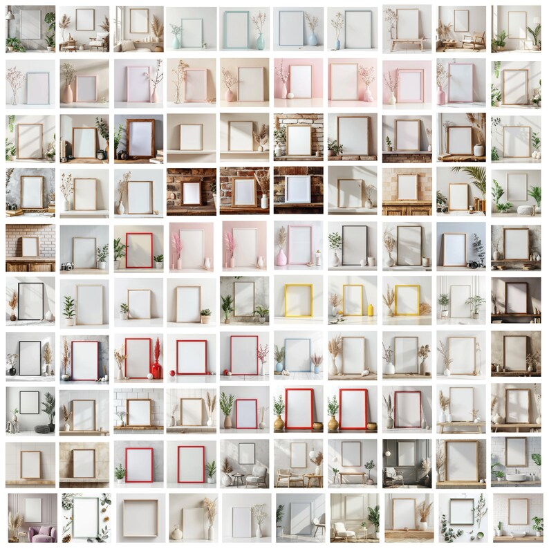 Frame Bundle 100 Frames Mockup Bundle Set, Frame Mockup Bundle, Wall Mockup Frame ...