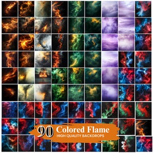 50+ Colored Flame Backdrops, Sports Photography Backgrounds, Athlete sports posters, senior banners, & custom backdrops, Digital Download