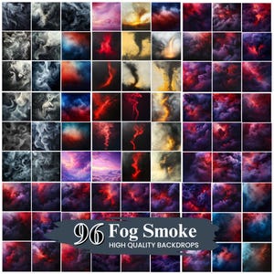 90+ Smoke Fog Digital Backdrops, Rainbow Colors Fine Art Texture Background, Sports Backgrounds and Overlay Bundle, Digital Download
