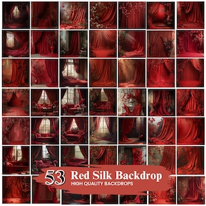 50+ Romantic Red Silk Digital Backdrop, Studio Photography Digital Backdrop, Photoshop Overlays, Maternity Boudoir Digital Backdrop Overlays