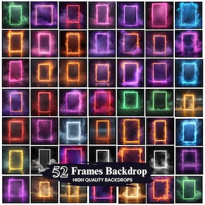 52 Sports Frame Digital Backdrops, Neon Frames Digital Backdrops, Fine Art Textures for Sports Photography, Sports banner Templates