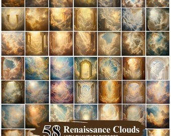 50+ RENAISSANCE CLOUDS Digital Backdrop, Sky Maternity Background, Photoshop Maternity Backdrop Сlouds, Photography Digital Background
