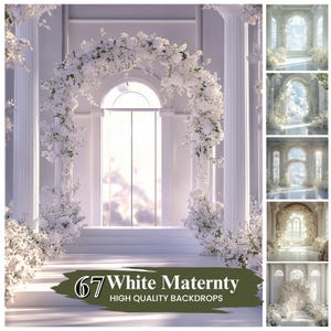 50+ White Maternity Digital Backdrop, Wedding Maternity Backdrop, White Floral Texture Overlay, White Castle Backdrop, Studio Floral Overlay