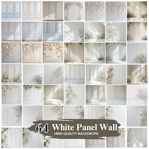 Más de 50 fondos digitales de pared con paneles blancos, fondos florales de maternidad, superposiciones de fondos de Photoshop con texturas de bellas artes, descarga digital