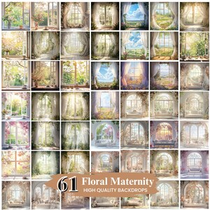 50+ Floral Maternity Digital Backdrop, Maternity Overlays Window Backdrop, Exclusive Elegant Art, Summer Wedding backdrops, Easter Backdrops