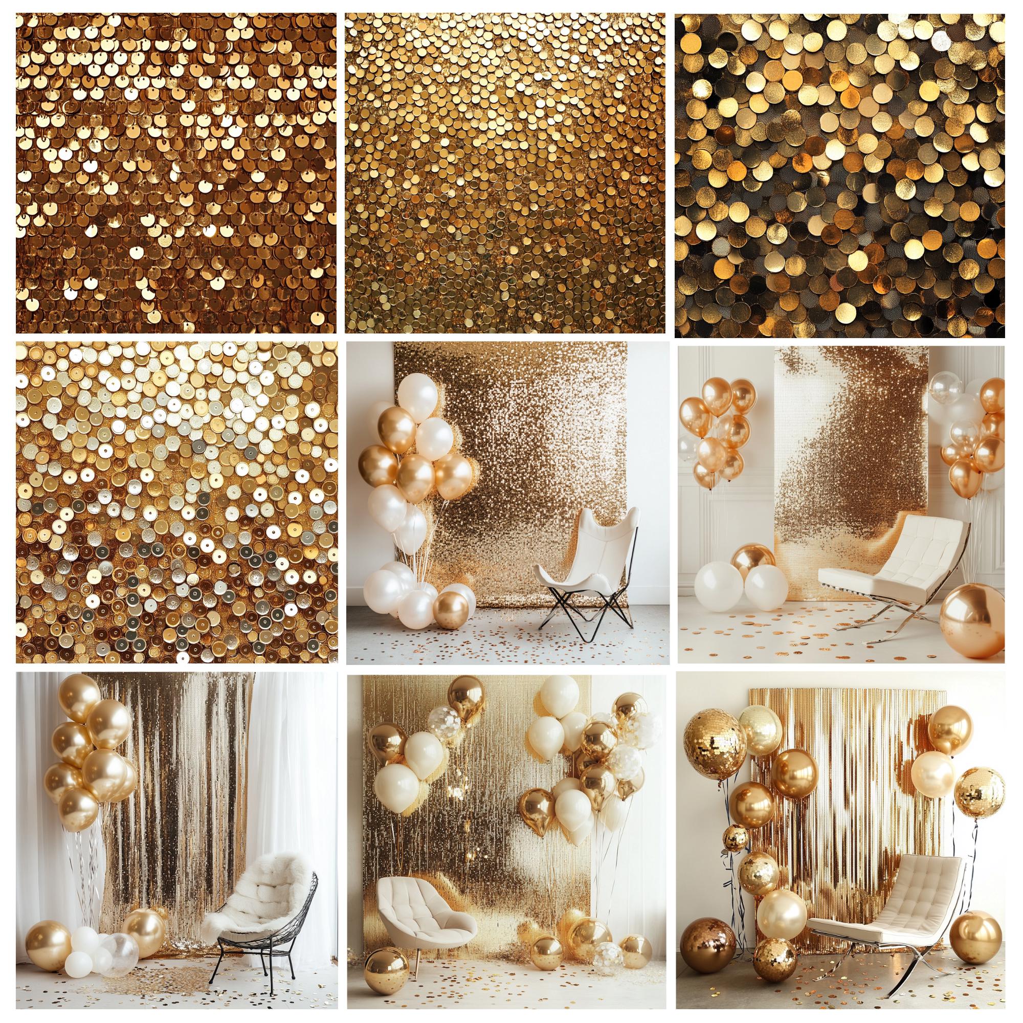 30+ Gold Sequin Wall Backdrops, Birthday Digital Backdrops, Shimmer ...