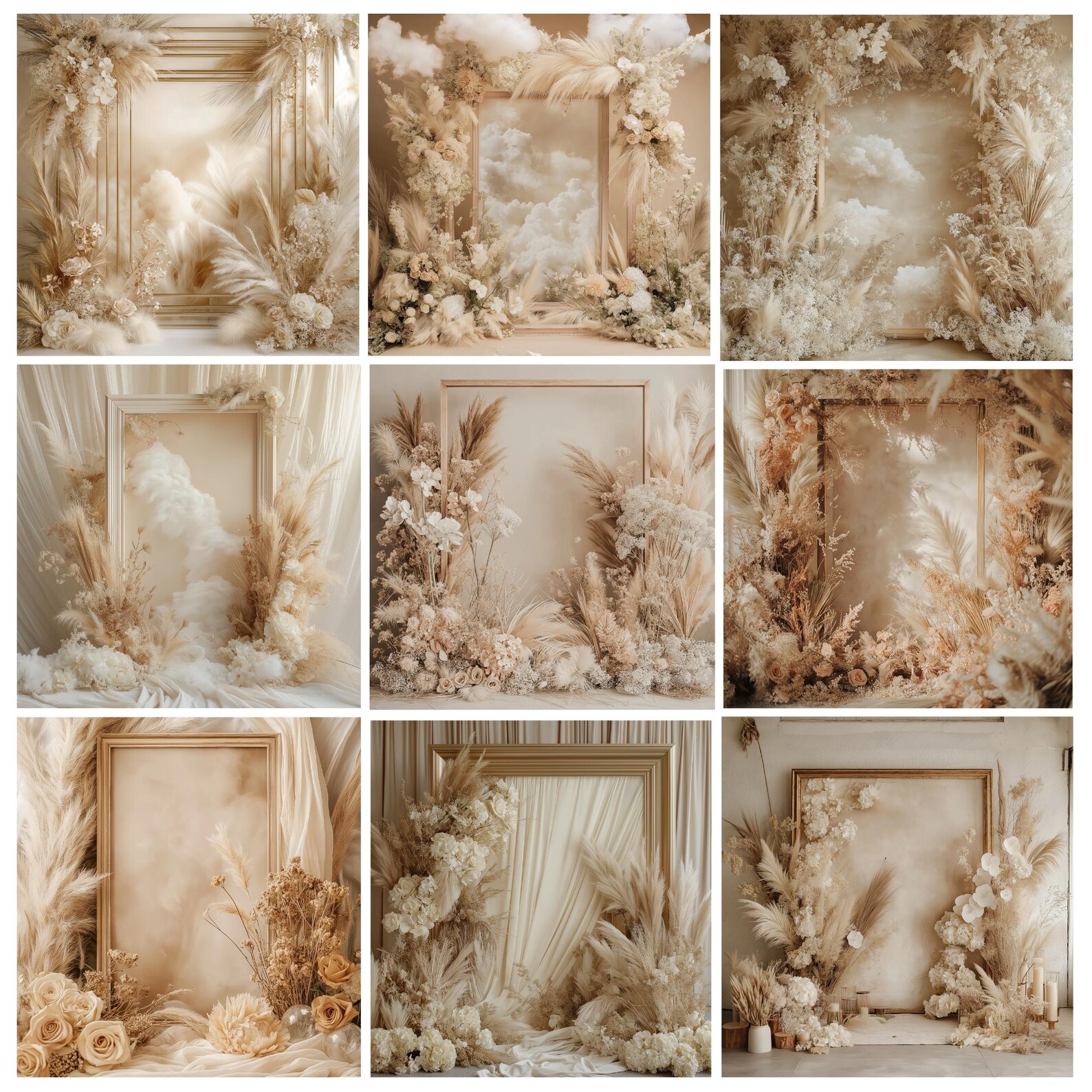 50+ Boho Frames Digital Backdrops, Minimal Maternity Backdrop Overlays ...
