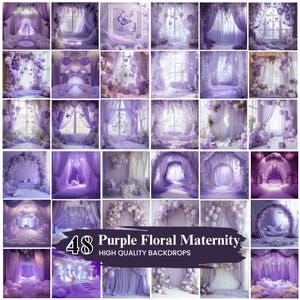 40+ Purple Floral Maternity Backdrop, Floral Texture Overlays, Maternity Digital Backdrop, Backdrop Studio Floral Overlays, Digital Download