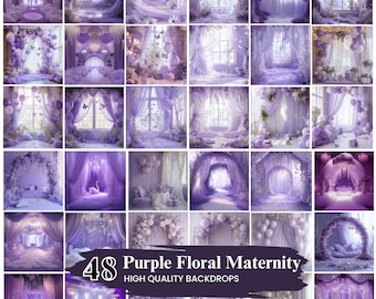 40+ Purple Floral Maternity Backdrop, Floral Texture Overlays, Maternity Digital Backdrop, Backdrop Studio Floral Overlays, Digital Download