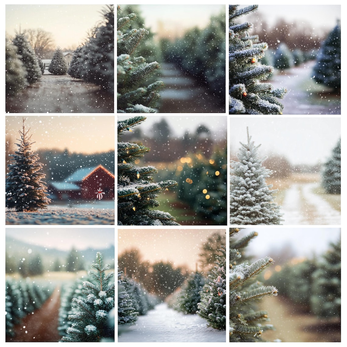 50+ Christmas Tree Farm Digital Backdrops, Winter Backdrop, Holiday ...