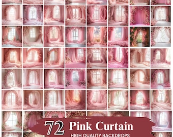 50+ Pink Curtain Maternity Digital Backdrops, Pink Floral Drape Castle Backdrops, Floral Texture Overlay Studio, Digital Download