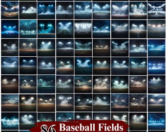 50+ Baseball Fields Digital Backdrops, Sports Poster Template, Baseball stadium backgrounds, Stadium Lights Backdrop, Sports Photography