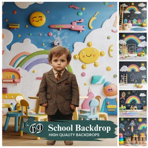 50+ Back to School Chalkboard Digital Backdrop,  Preschool Classroom Backdrop, Kids Portrait Photography, Photo Graduation, Digital Download