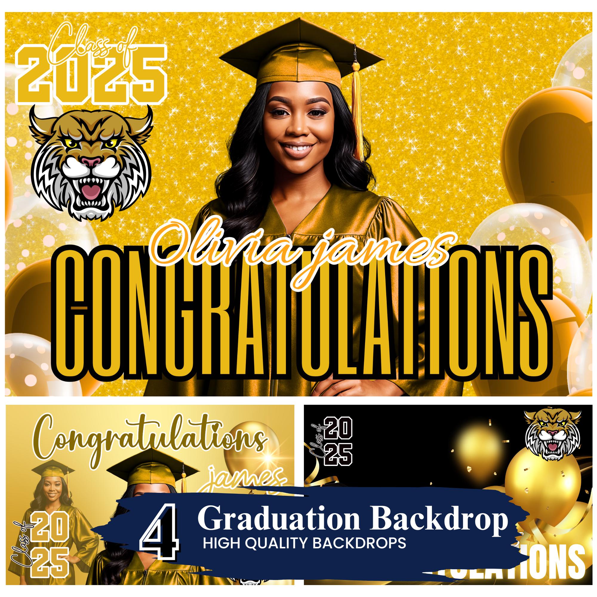 Graduation Digital Backdrops, Editable Graduate Backdrops, Grad Party Digital Backdrops, Canva Grad Party Decor, Class of 2025 Backdrops