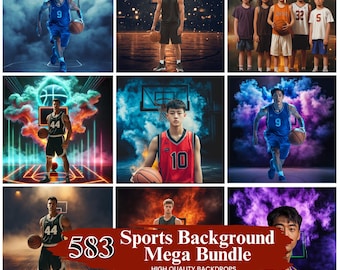 500+ Basketball Sports Digital Backdrops, Basketball Background For Basketball Banner, Sports Backdrops Mega Bundle, Digital Download