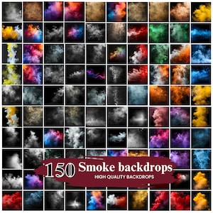 Może przedstawiać: Kolekcja 150 wysokiej jakości tła z dymem w różnych kolorach i kształtach. Tła idealnie nadają się do dodania dramatycznego i eterycznego efektu do zdjęć i filmów.