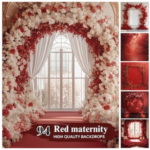 50+ Red Maternity Digital Backdrop, Frame Red Floral Backdrop, Red Floral Texture Overlay, Valentines Day Backdrops, Digital Download
