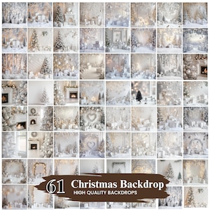 50+ Christmas White Digital Backdrops, Festive Composite Photography Backgrounds, Holiday Portrait Background for Kids, Digital Download