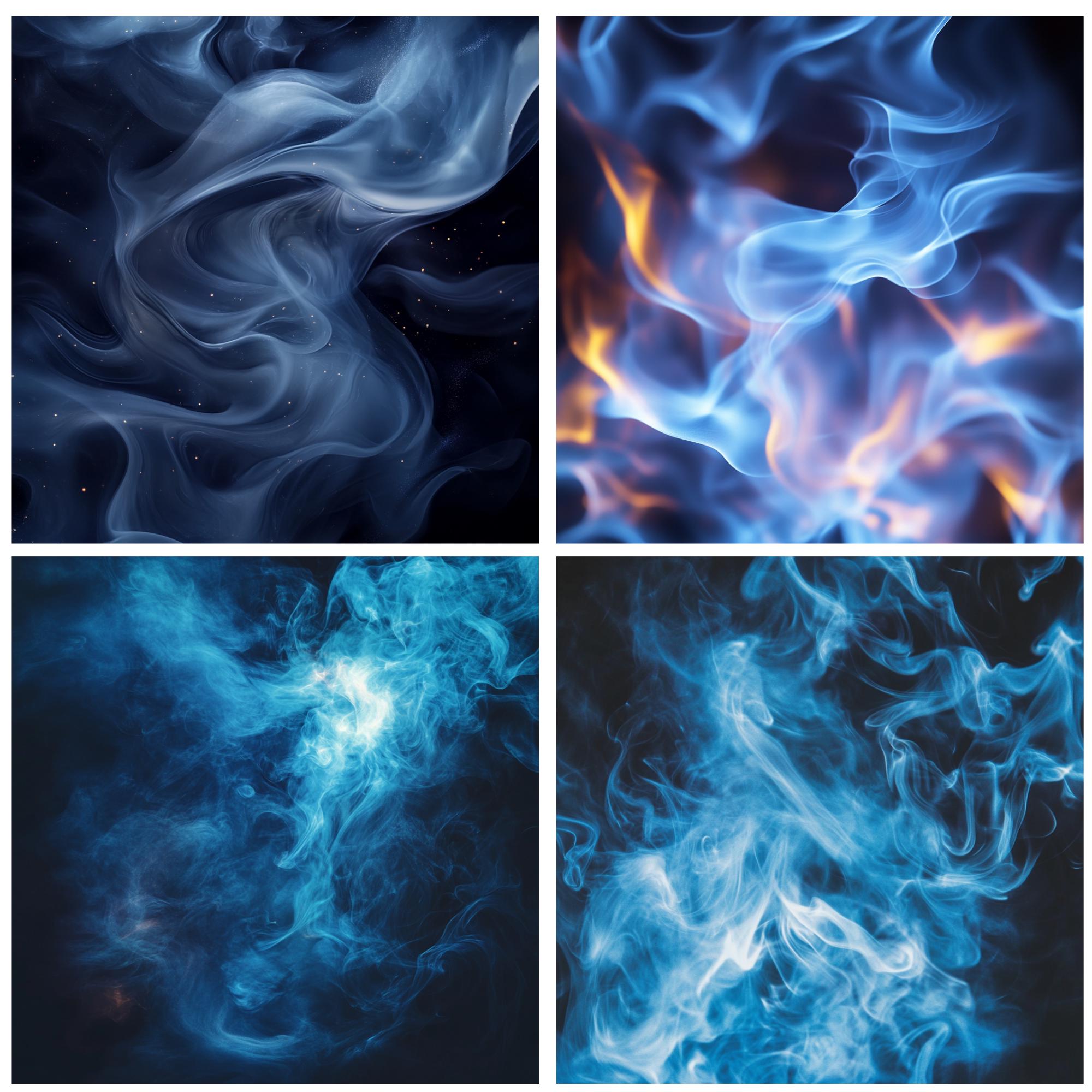 Blue Fire Digital Backdrops, Nebula Photography Overlays, PNG ...