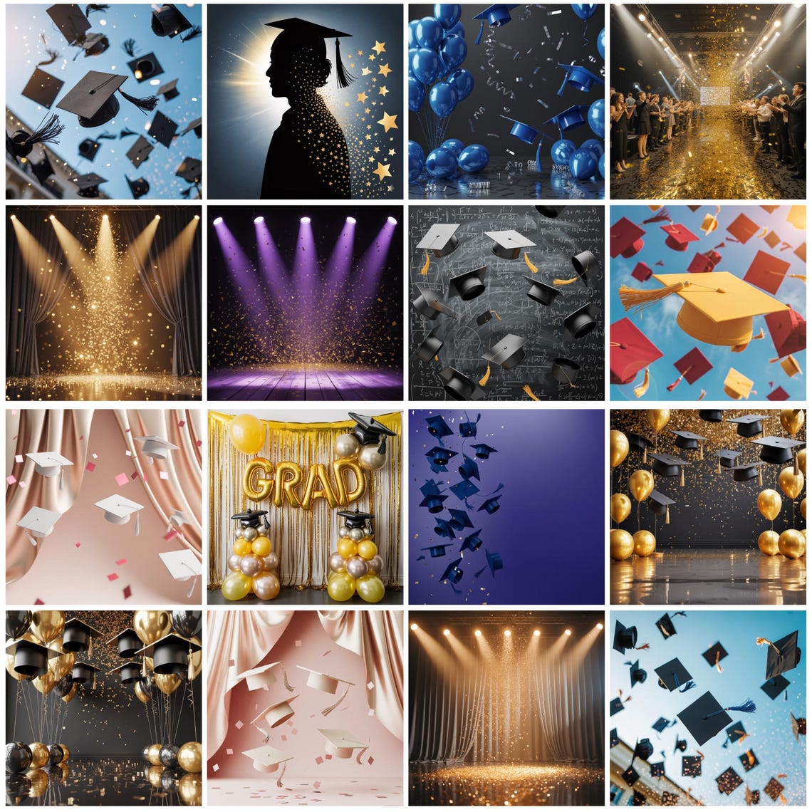 40+ Graduation Digital Backdrops, Grad & Glitter Backdrops, Senior ...