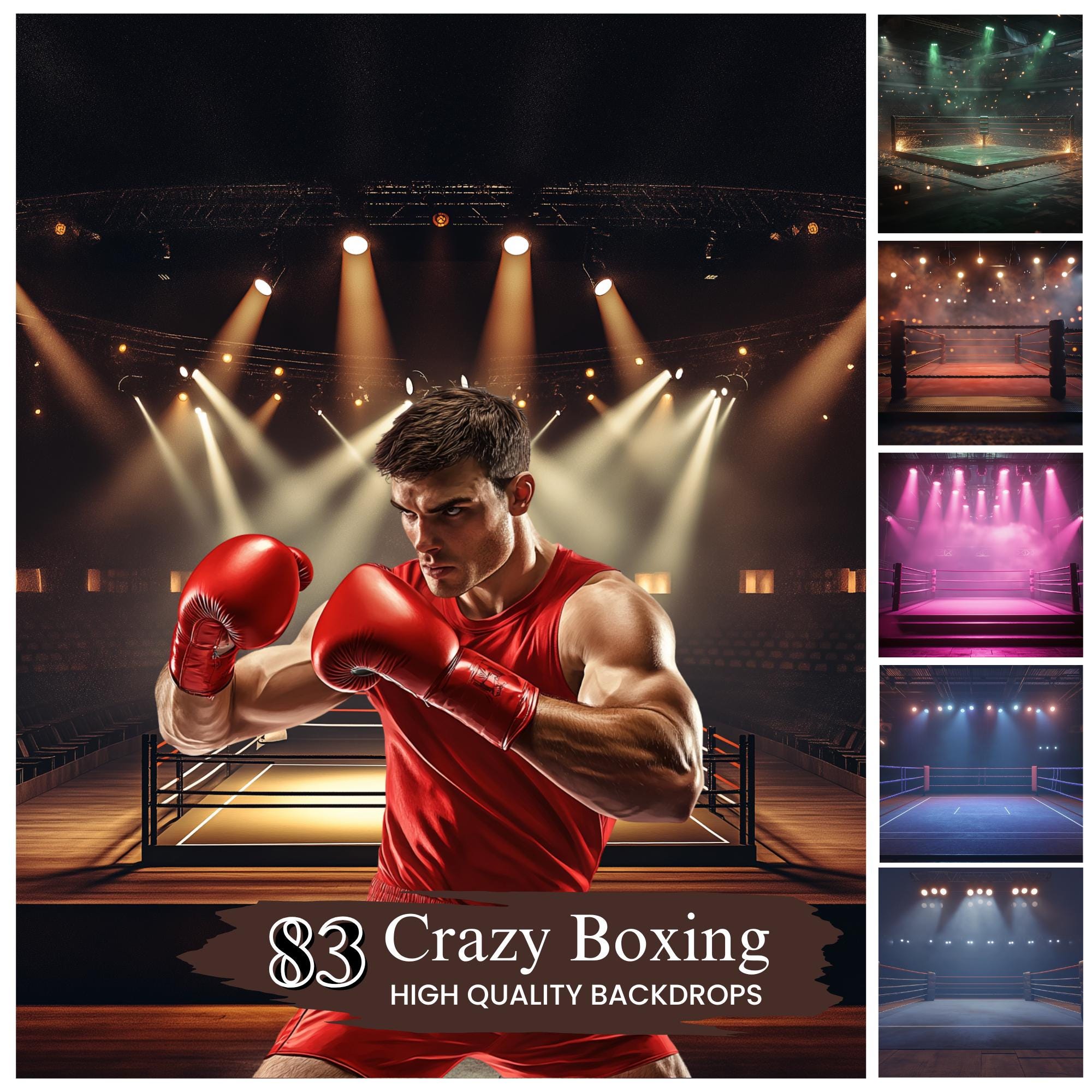 50+ Crazy Boxing Ring Backdrops, Boxing Digital Backdrops, Boxing Poster Backdrop, Sports photo backgrounds, Sports Banner, Digital Download