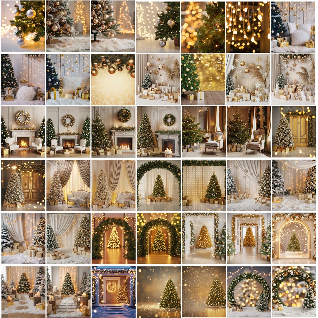 Christmas Gold Studio Digital Backgrounds, Christmas Bokeh Digital ...
