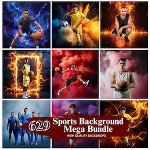 600+ Basketball Sports Digital Backdrops, Sports Digital Backdrops Mega Bundle, High-Resolution Photography Background, Digital Download