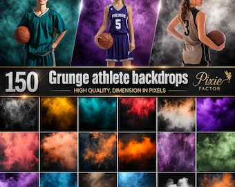 Grunge Athlete Photo Overlays, Sports Portraits, Banners Backgrounds (Digital Download)