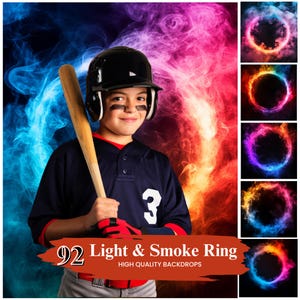 85+ Light & Smoke Ring Sport Backdrops for Composite Photography, Player Poster, Team Photo Backdrop, Digital Fog Background