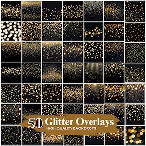 50 Glitter Photoshop Kulissen, Gold Bokeh Effekt Photoshop Kulissen, Weihnachten Digital Glitter Photoshop PNG Kulissen, Digital Download