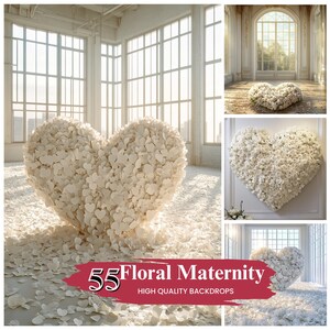 50+ Valentines Day Digital Backdrop, White Heart Digital Backdrop, Romantic Heart flowers Backdrop Overlays, Fine Art Textures Photoshop