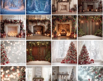 Más de 40 fondos mágicos de Navidad e invierno, escenas festivas de vacaciones, fondos de estudio para fotógrafos, fondos para bodas y graduaciones, descarga digital.