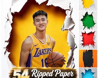 Ripped Paper Sports Poster Backdrops, Basketball Soccer Photography Template (Digital Download)