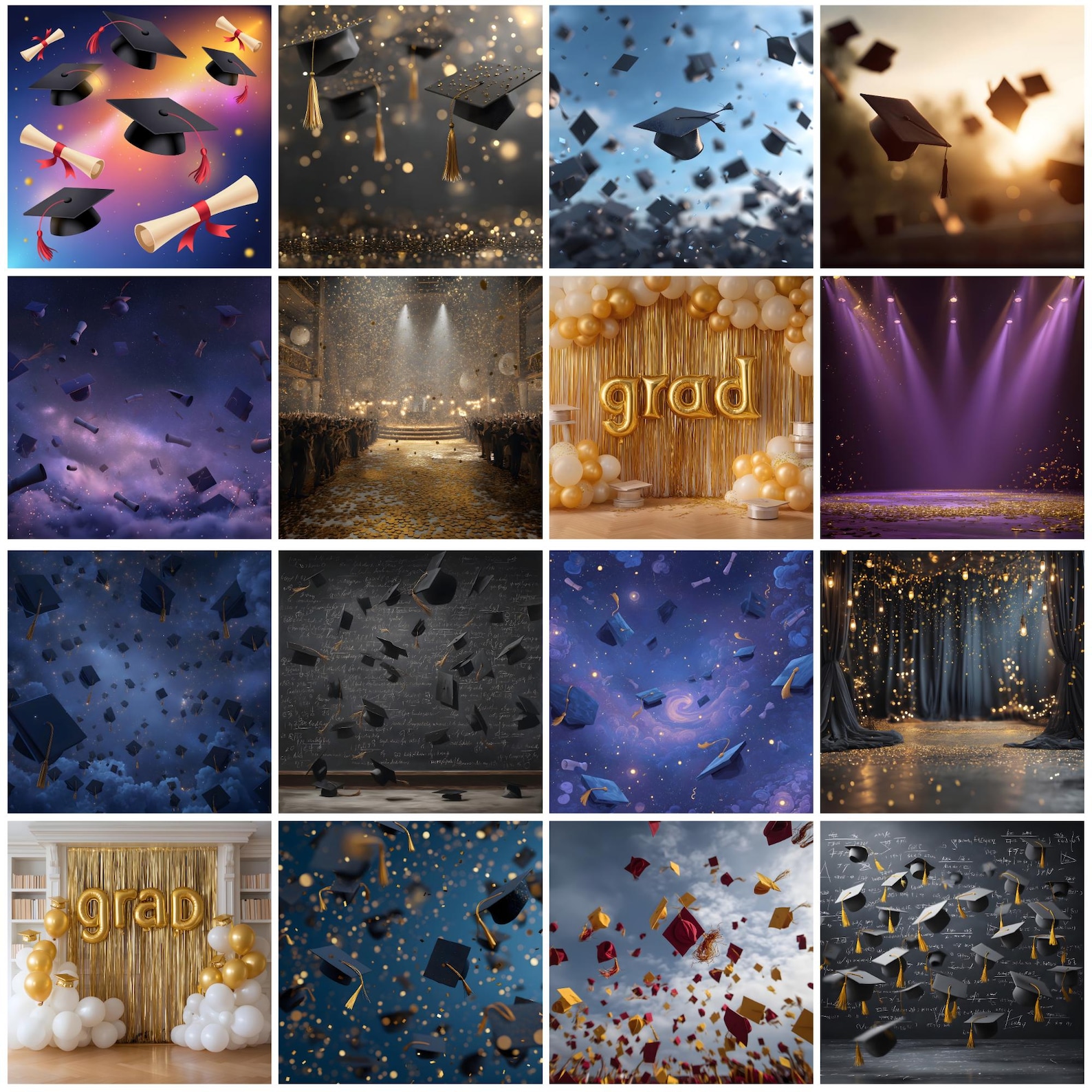Graduation Backdrop Easy 40+ Graduation Digital Backdrops, Grad & Glitter Backdrops, Senior ...