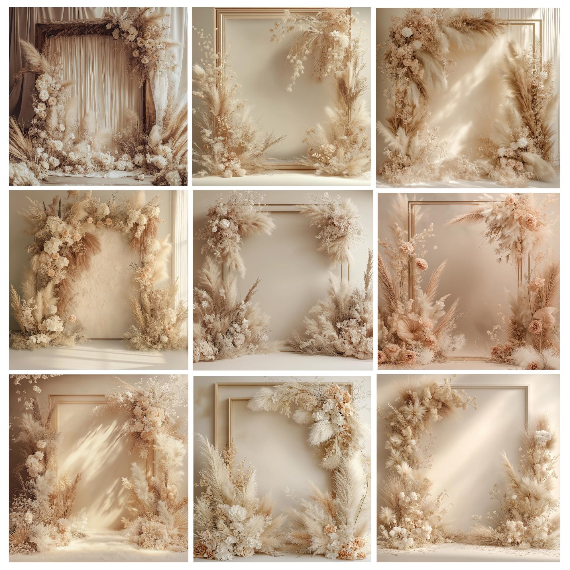 50+ Boho Frames Digital Backdrops, Minimal Maternity Backdrop Overlays ...