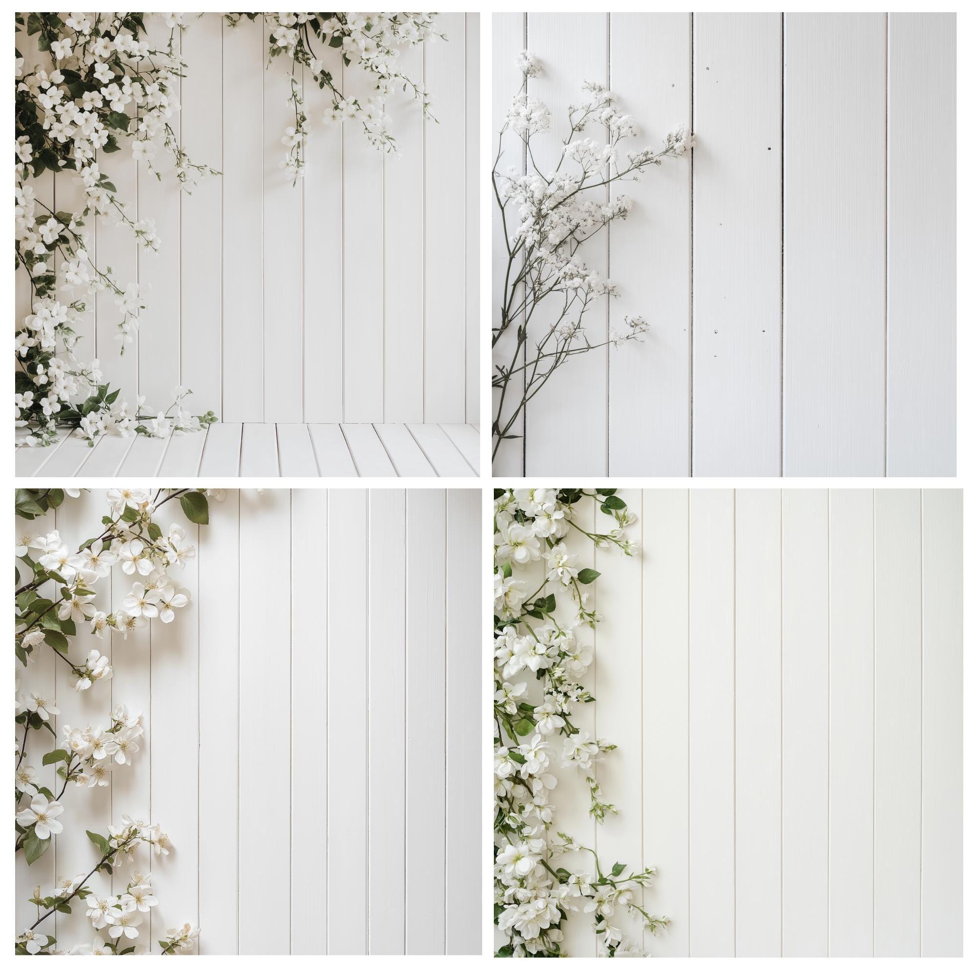 50+ White Panel Wall Digital Backdrops, Floral Maternity & Wedding ...