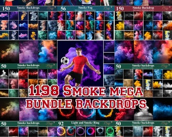 1000+ Smoke Photography Digital Backdrops, Sports Mega Bundle (Digital Download)