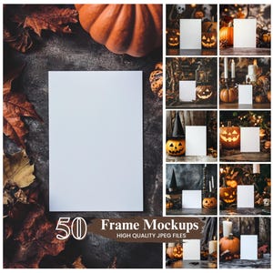 Pacchetto di mockup di biglietti di Halloween, mockup di biglietti vuoti di Halloween autunnali, mockup di inviti di Halloween, mockup autunnali, download digitale