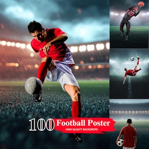 Football Field Backdrop Bundle, Digital Backdrops For Sports Photography, Lightning Football Overlays, Smoke & Light Photoshop Background