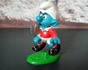 Los Pitufos - Figura de PVC de 6,35 cm (2,5 pulgadas) - Pitufo del rugby galés - 5 Naciones - Schleich - Rara