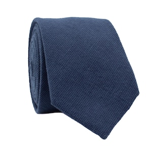 Dark Blue Skinny Necktie – 100% Cotton for Business, Weddings and Casual Wear