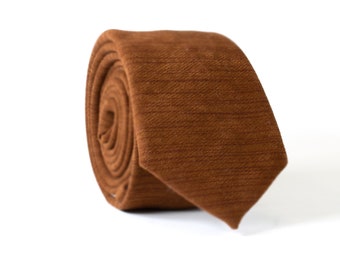 Brown Skinny Tie, Suede Skinny Tie, Wool Skinny Tie, Soft Skinny Tie, Wedding Tie, Men's Necktie