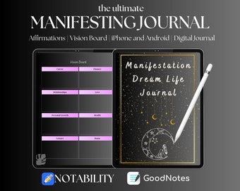 Manifestation Journal, Digital Manifestation Guide, Digital Vision Board, Law of Attraction Workbook, Manifesting Planner, Dream Journal