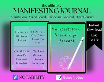 Manifestation Journal, Digital Manifestation Guide, Digital Vision Board, Law of Attraction Workbook, Manifesting Planner, Dream Journal